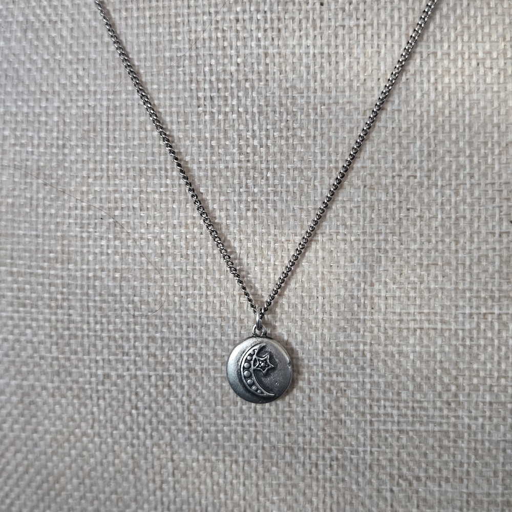 American Eagle Silver Moon Star Necklace Simple Dainty Charm Celestial Whimsical